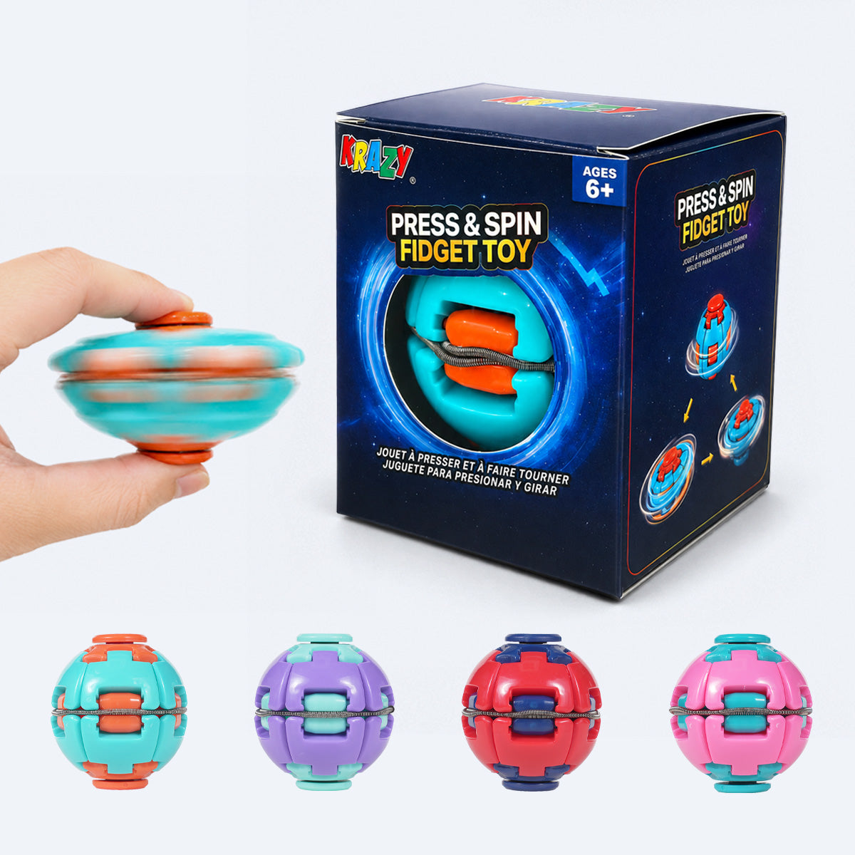 KRAZY Press & Spin Fidget Spinner Ball