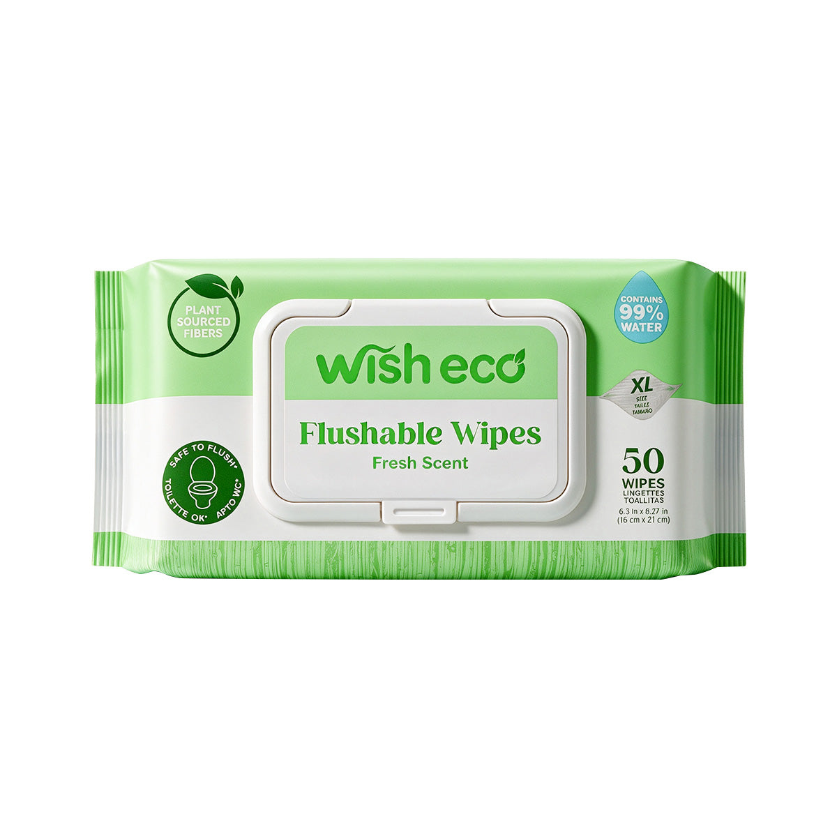 Wish Eco Flushable Wipes, Fresh Scent, 50 Count per Pack