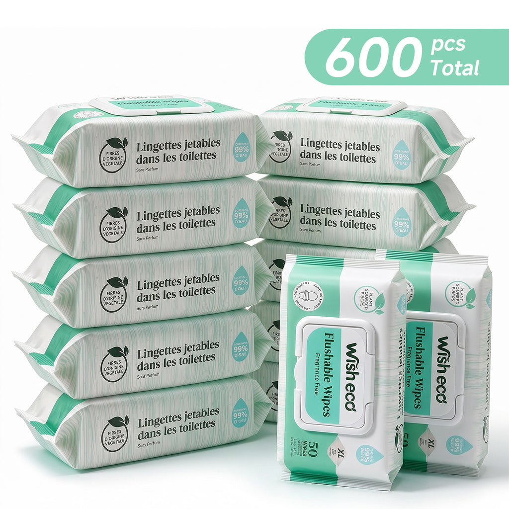 Wish Eco Flushable Wipes, Fragrance Free, 50 Count per Pack