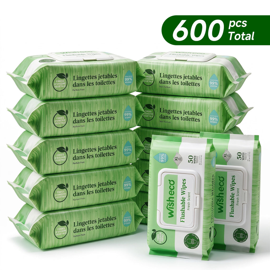 Wish Eco Flushable Wipes, Fresh Scent, 50 Count per Pack