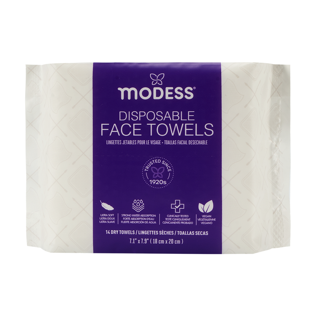 Modess Travel Disposable Face Towels – 28 Count (14 Ct × 2 Packs)