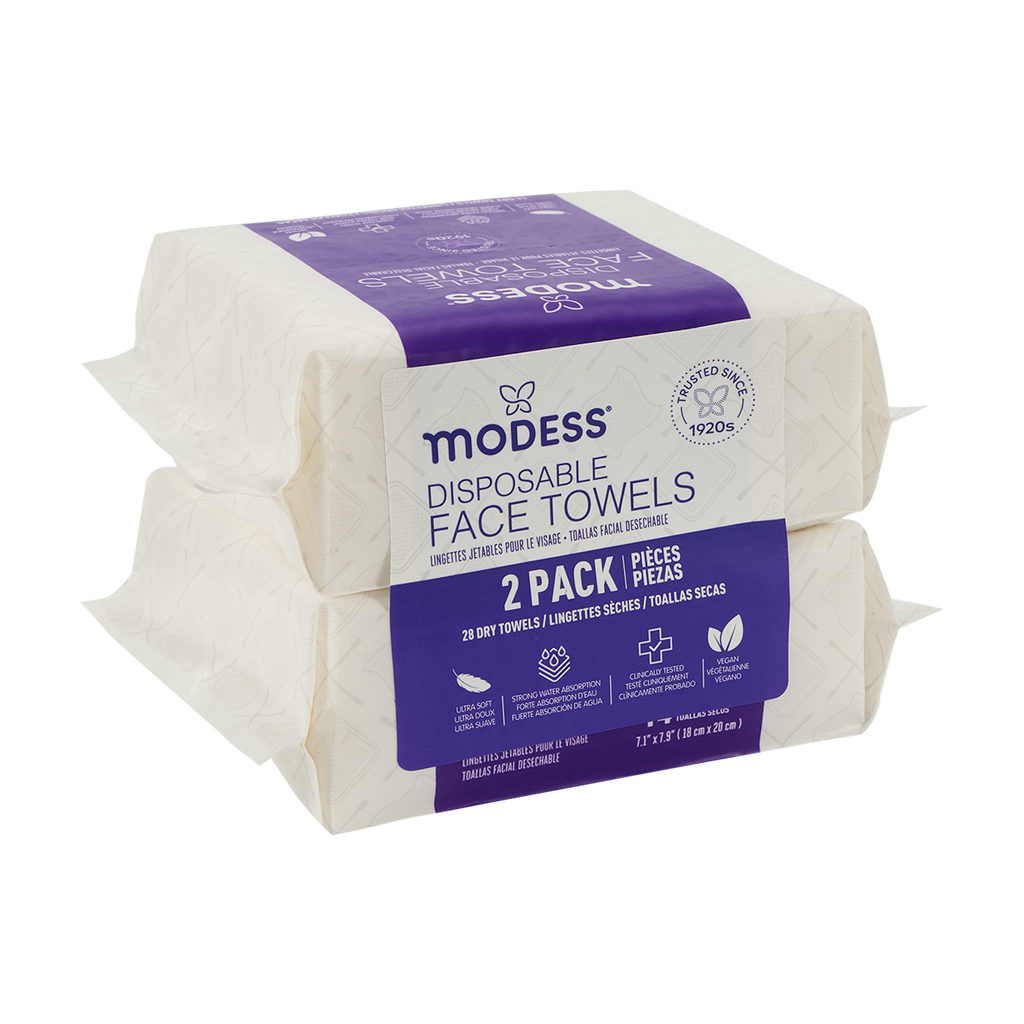 Modess Travel Disposable Face Towels – 28 Count (14 Ct × 2 Packs)