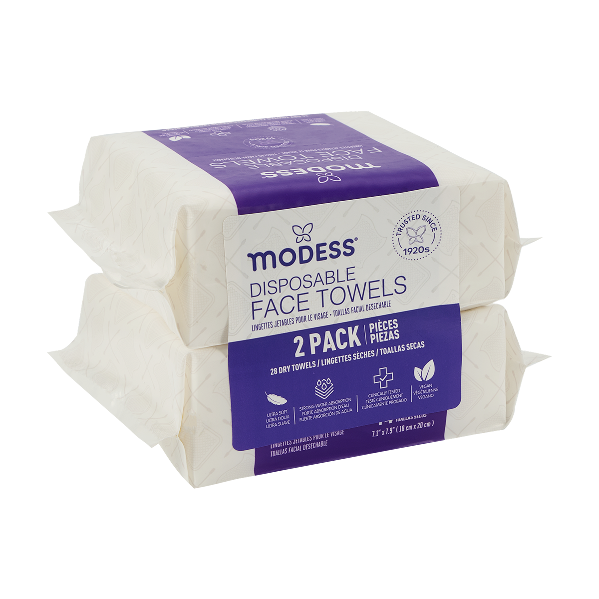 Modess Travel Disposable Face Towels – 28 Count (14 Ct × 2 Packs)