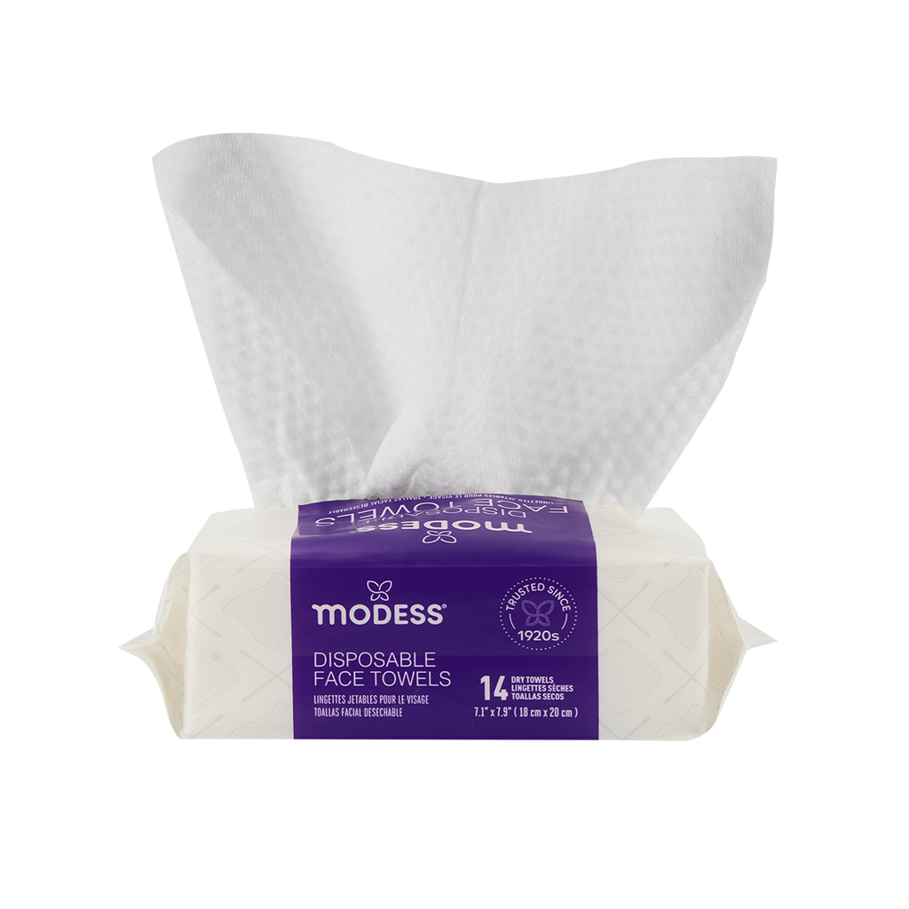 Modess Travel Disposable Face Towels – 28 Count (14 Ct × 2 Packs)