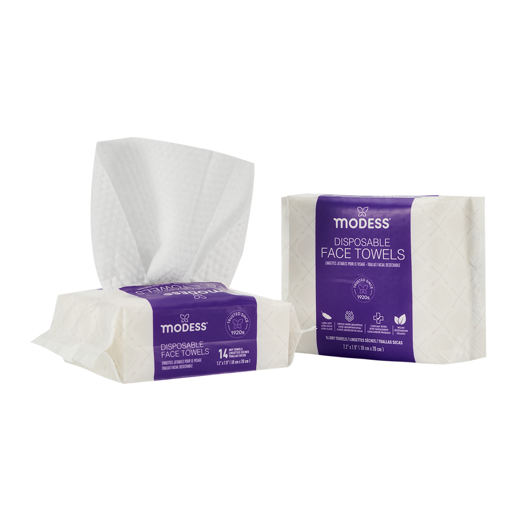 Modess Travel Disposable Face Towels – 28 Count (14 Ct × 2 Packs)