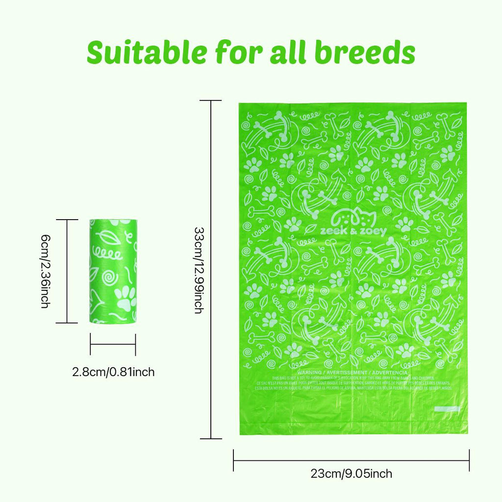Zeek & Zoey Eco-Friendly  Poop Bags With 2 Dispensers