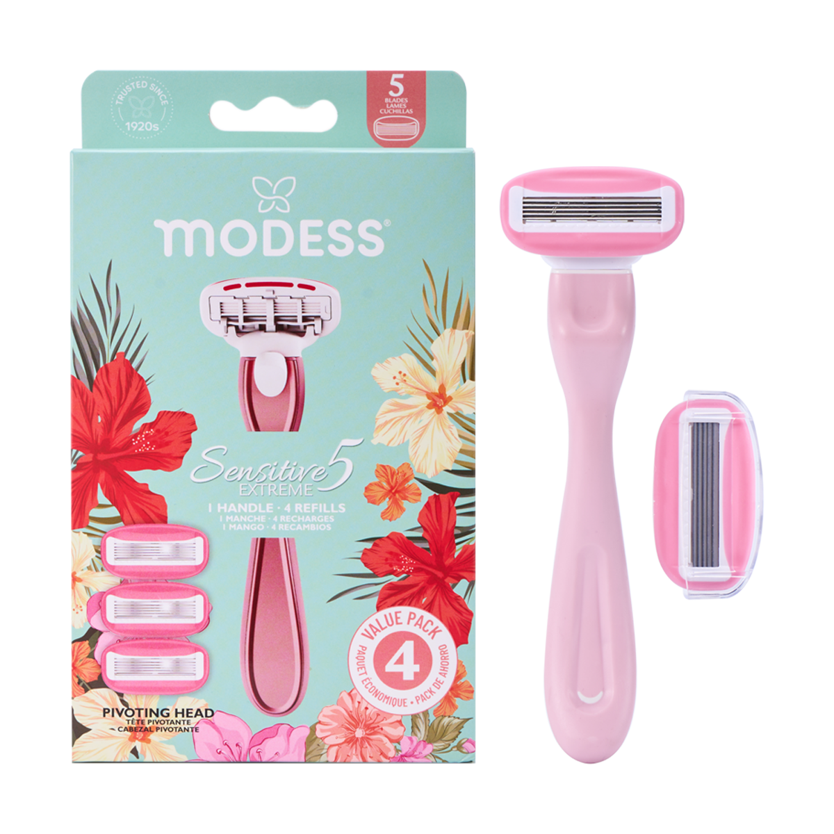 Modess Sensitive 5 Extreme Women's Refillable Razor Set