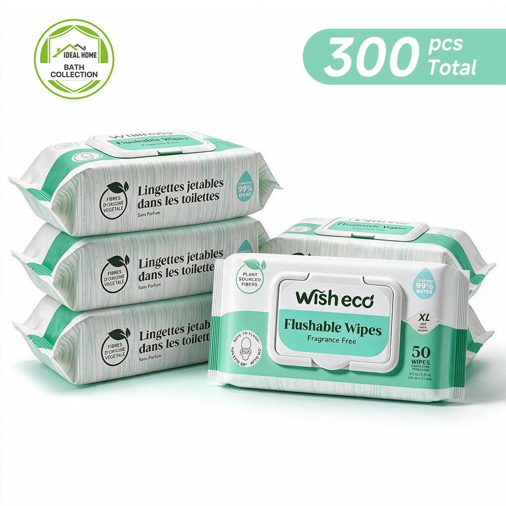 Wish Eco Flushable Wipes, Fragrance Free, 50 Count per Pack