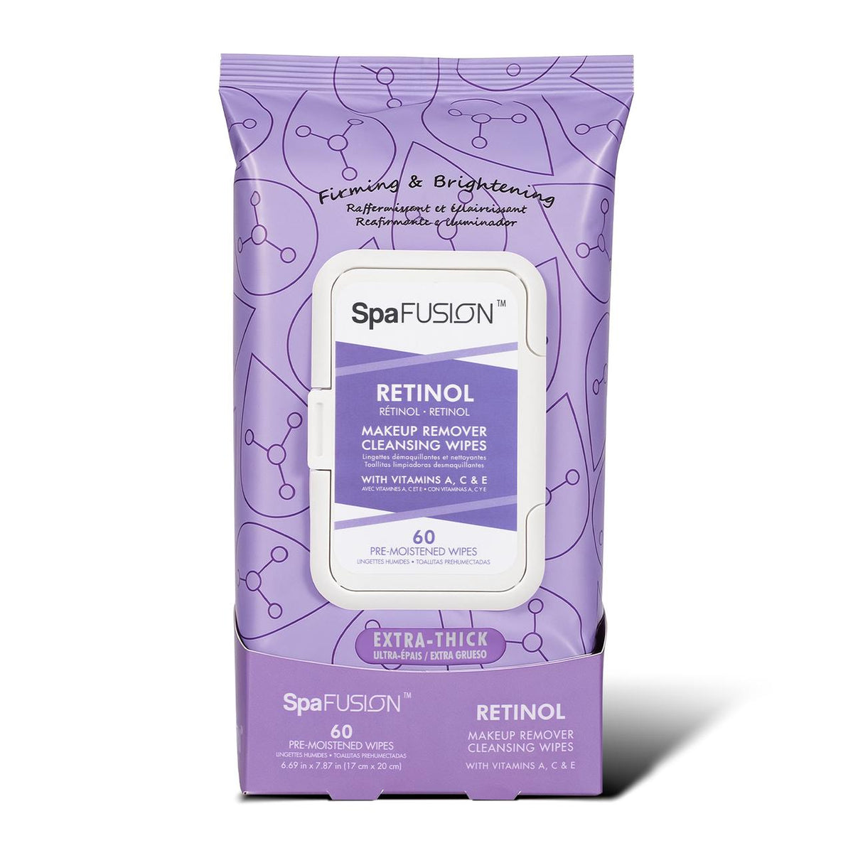 Spa Fusion Retinol Make up Remover Cleansing Wipes 60ct