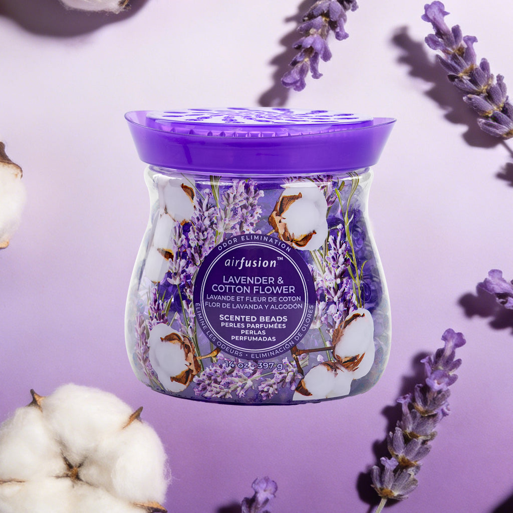 Air Fusion Lavender & Cotton Flower Crystal Scented Beads Air Freshener 14 oz