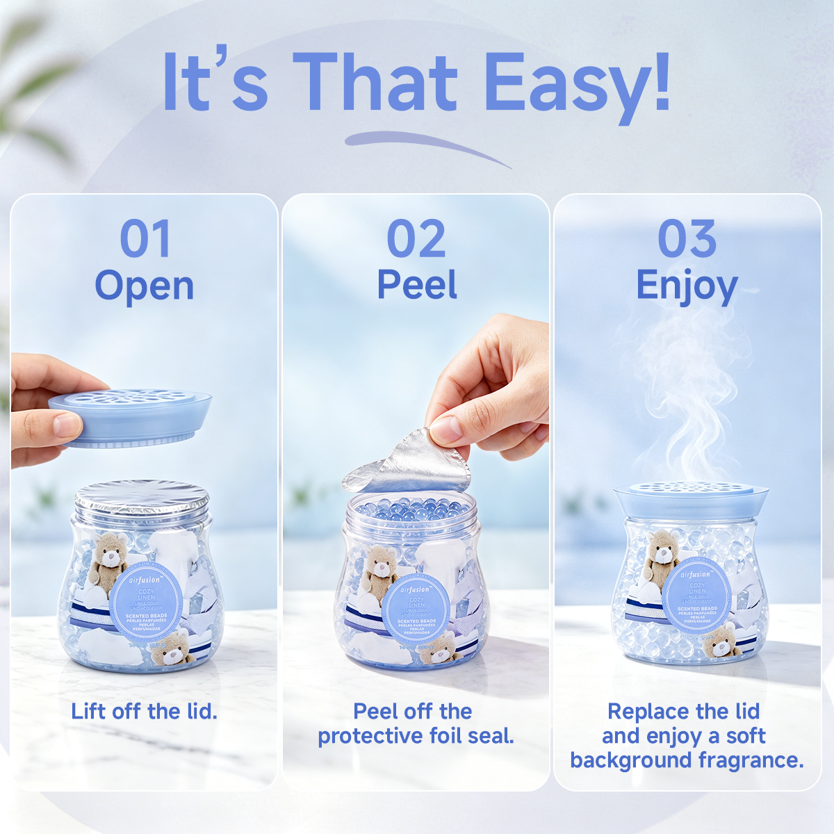 Air Fusion Cozy Linen Crystal Scented Beads Air Freshener 14 oz