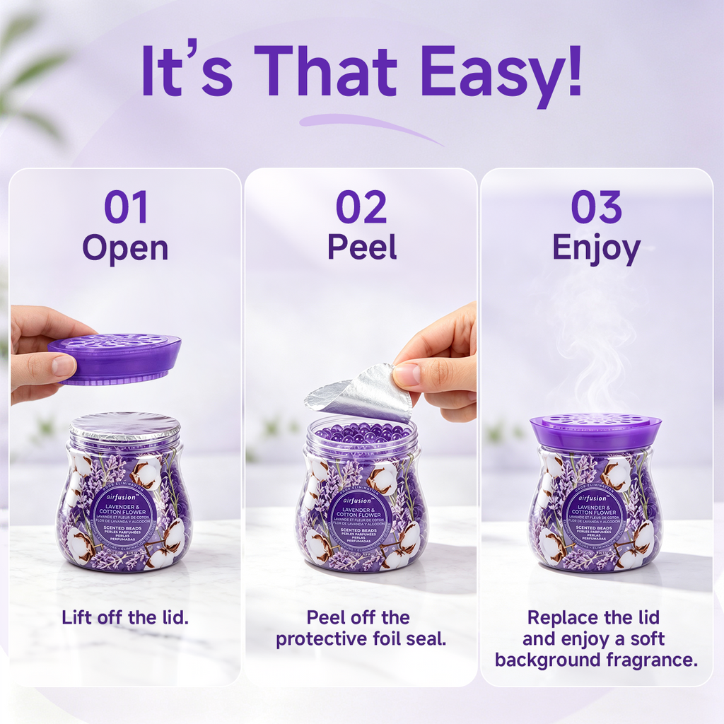 Air Fusion Lavender & Cotton Flower Crystal Scented Beads Air Freshener 14 oz