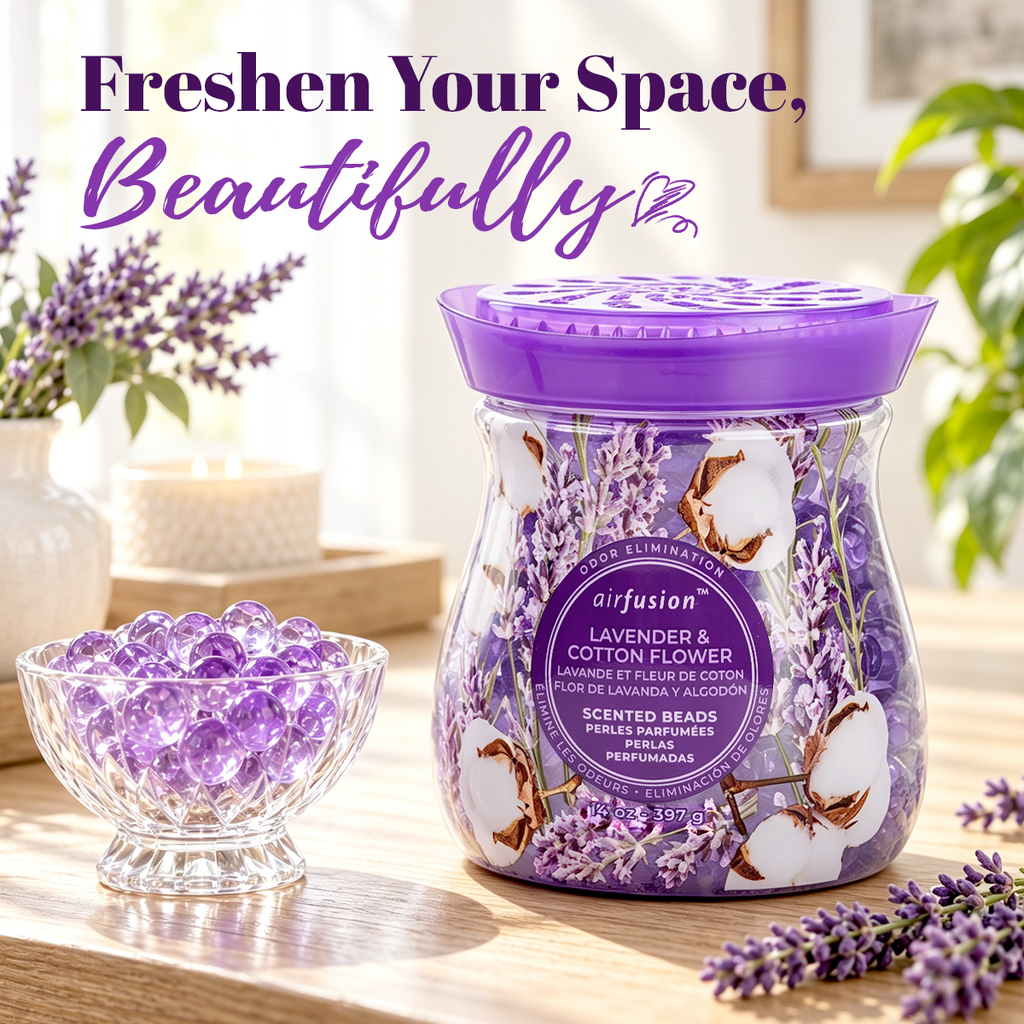 Air Fusion Lavender & Cotton Flower Crystal Scented Beads Air Freshener 14 oz