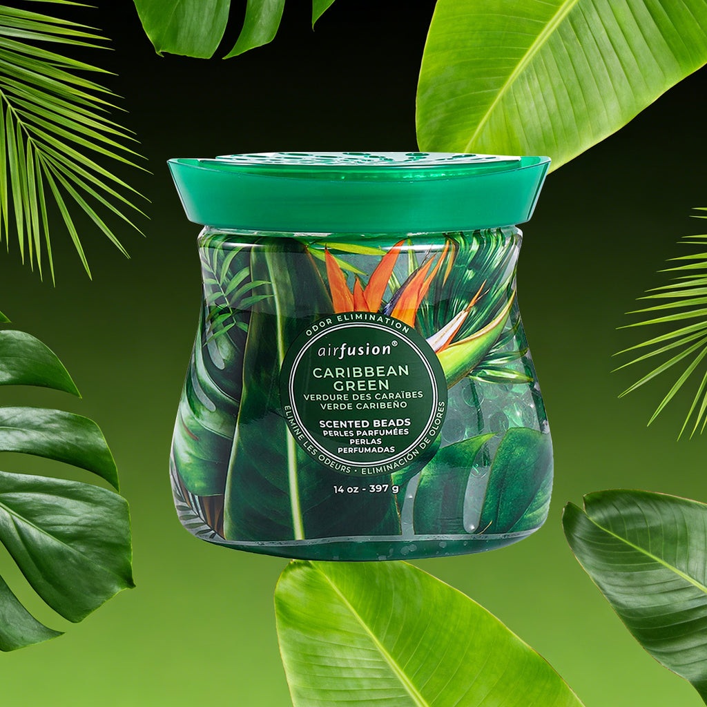 Air Fusion Caribbean Green Crystal Scented Beads Air Freshener 14 oz