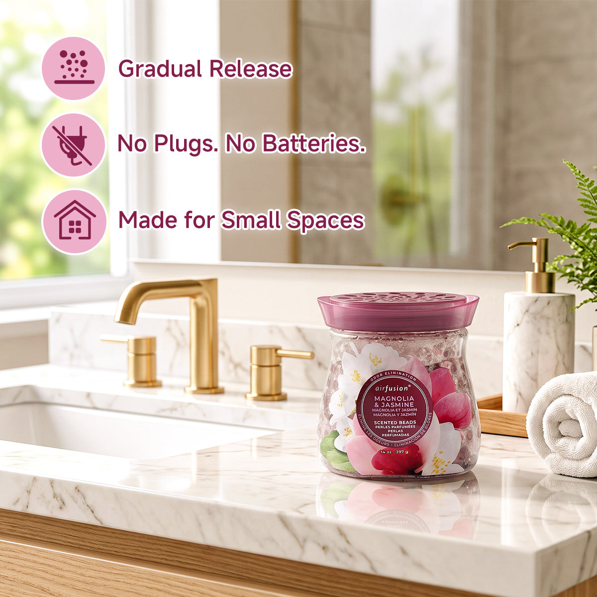 Air Fusion Magnolia & Jasmine Crystal Scented Beads Air Freshener 14 oz