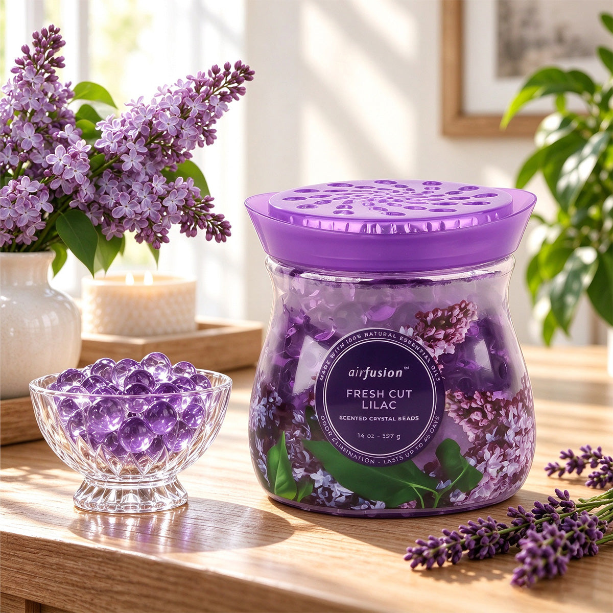 Air Fusion Fresh Cut Lilac Crystal Scented Beads Air Freshener 14 oz