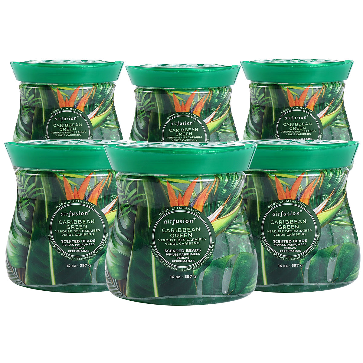 Air Fusion Caribbean Green Crystal Scented Beads Air Freshener 14 oz
