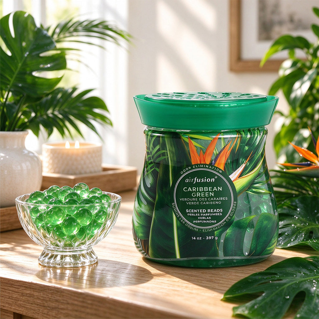Air Fusion Caribbean Green Crystal Scented Beads Air Freshener 14 oz