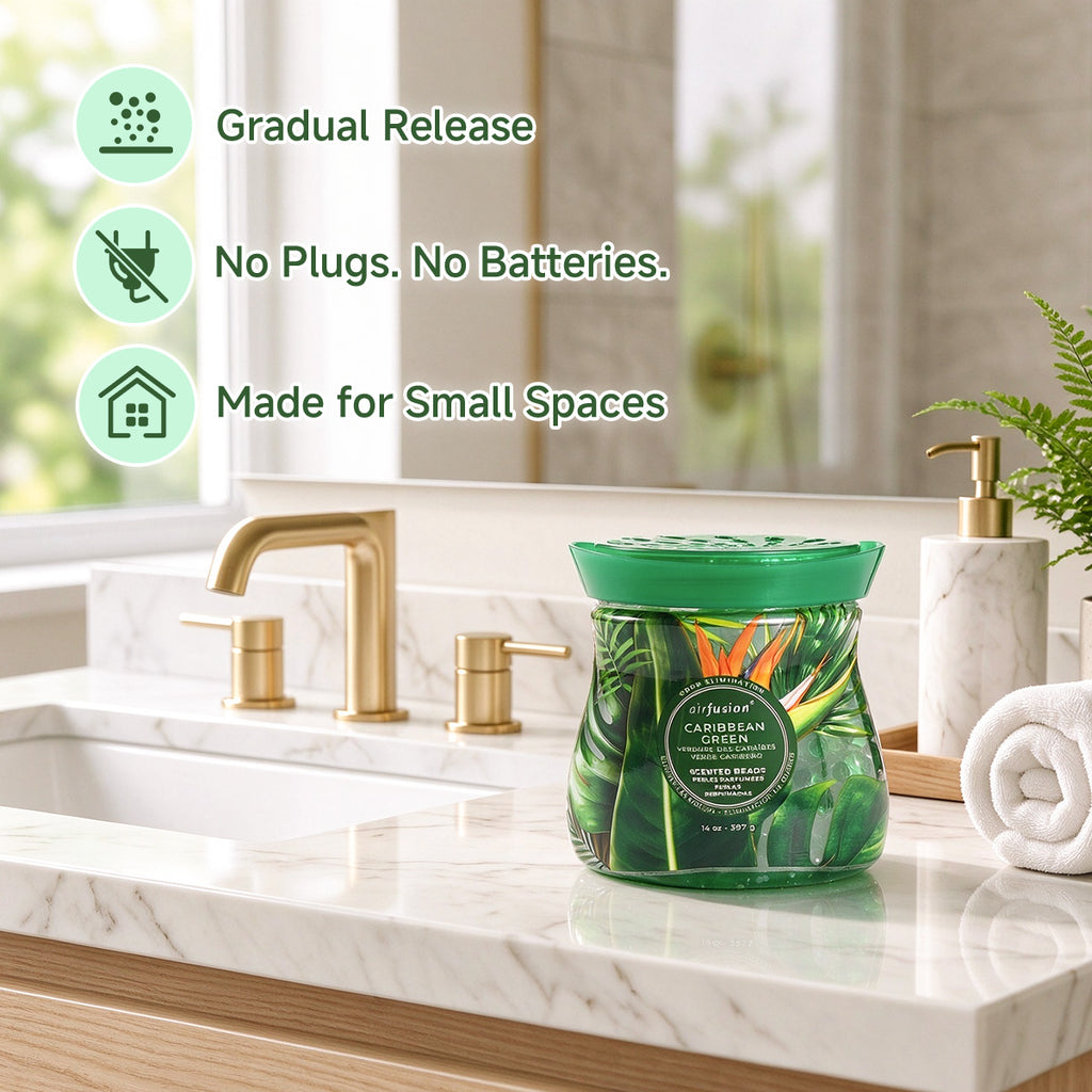Air Fusion Caribbean Green Crystal Scented Beads Air Freshener 14 oz