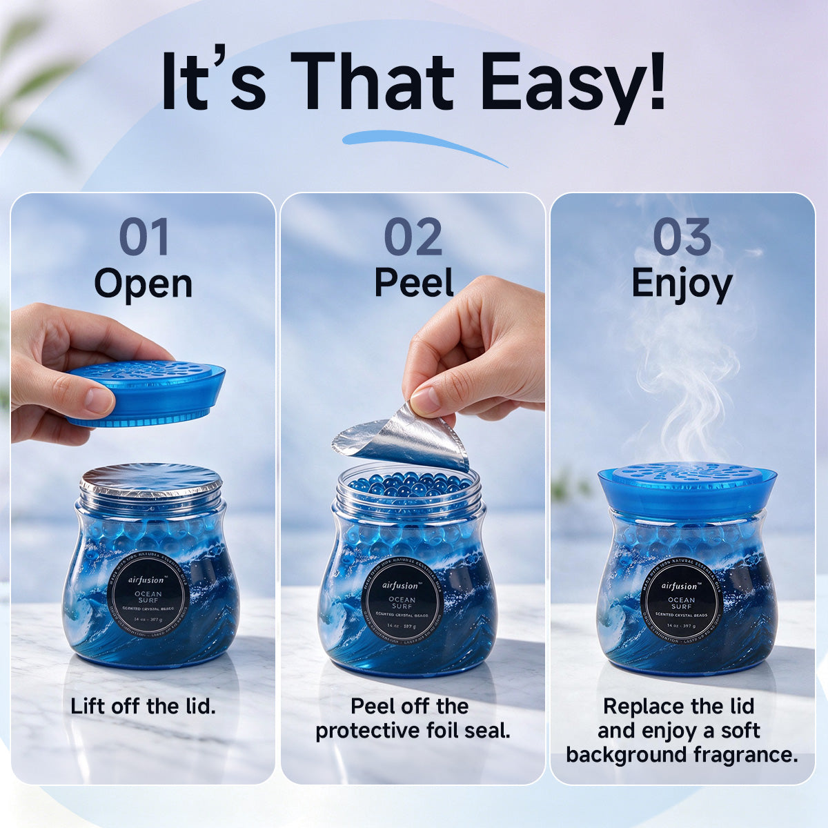 Air Fusion Ocean Surf Crystal Scented Beads Air Freshener 14 oz