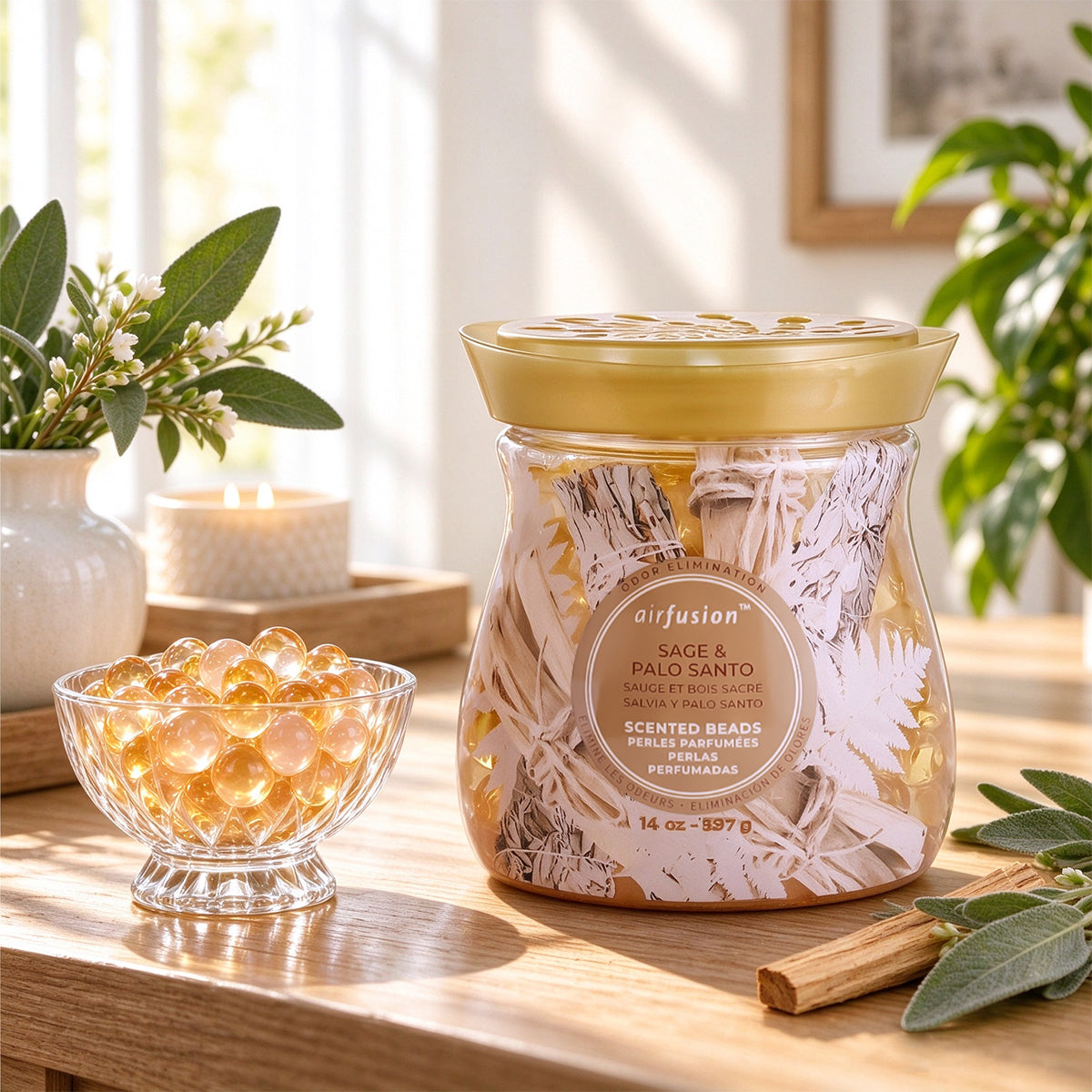 Air Fusion Sage & Palo Santo Crystal Scented Beads Air Freshener 14 oz