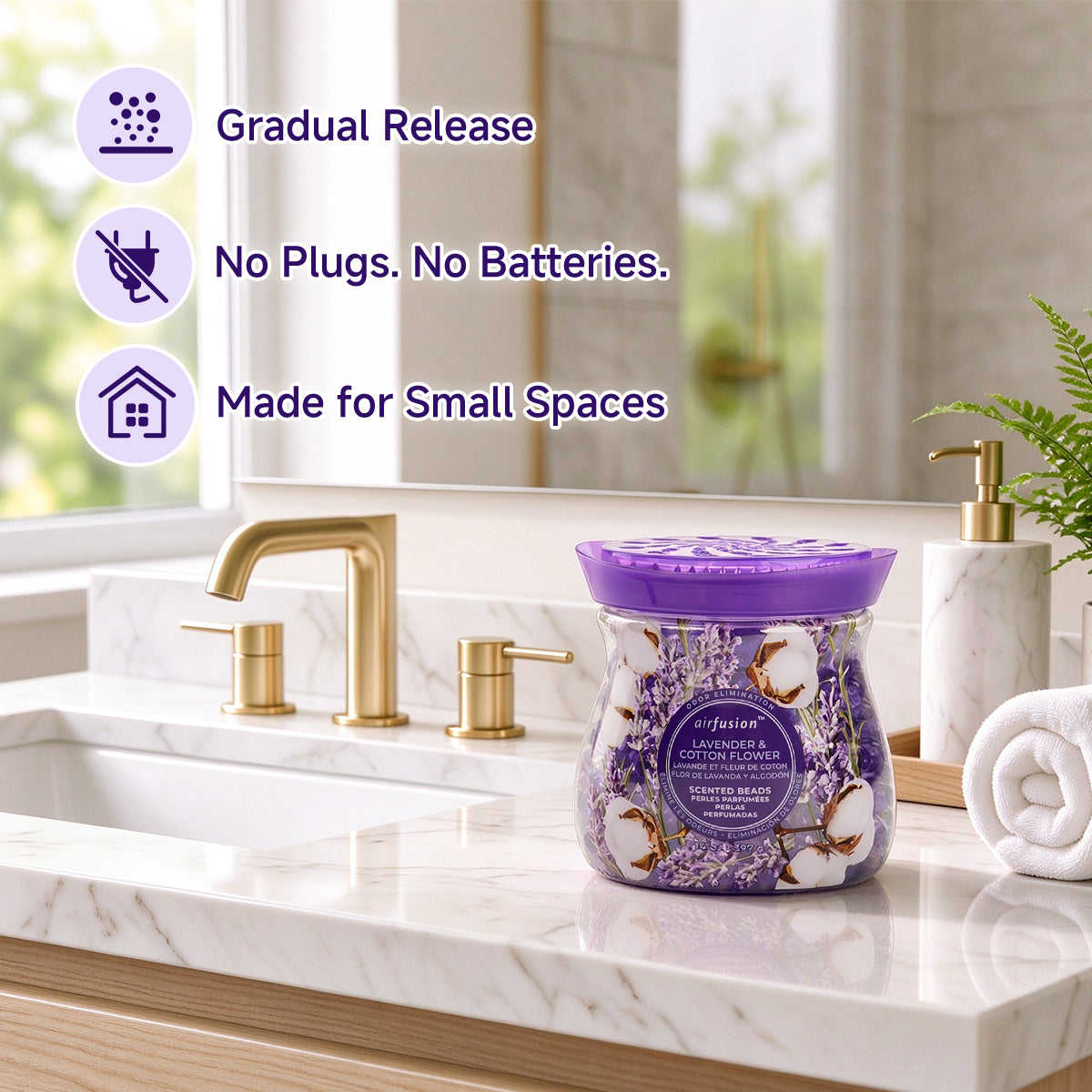 Air Fusion Lavender & Cotton Flower Crystal Scented Beads Air Freshener 14 oz