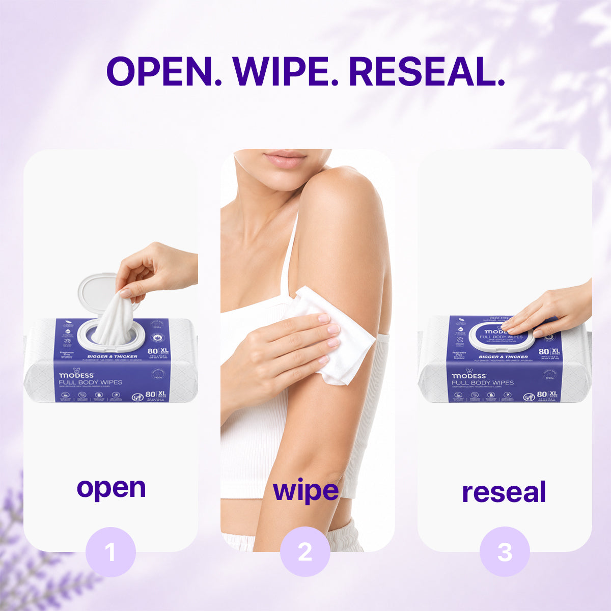 Modess Full Body Wipes 80CT, Fragrance Free