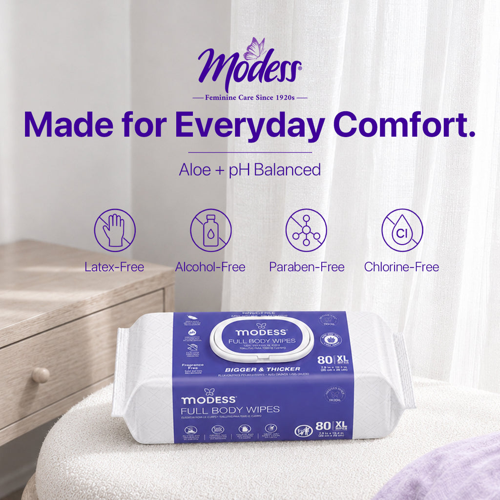 Modess Full Body Wipes 80CT, Fragrance Free