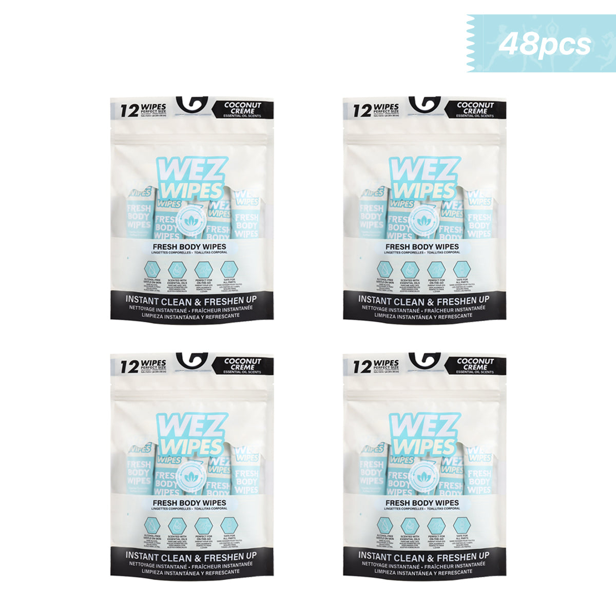 WEZ Coconut Crème Body Wipes -12 Ct