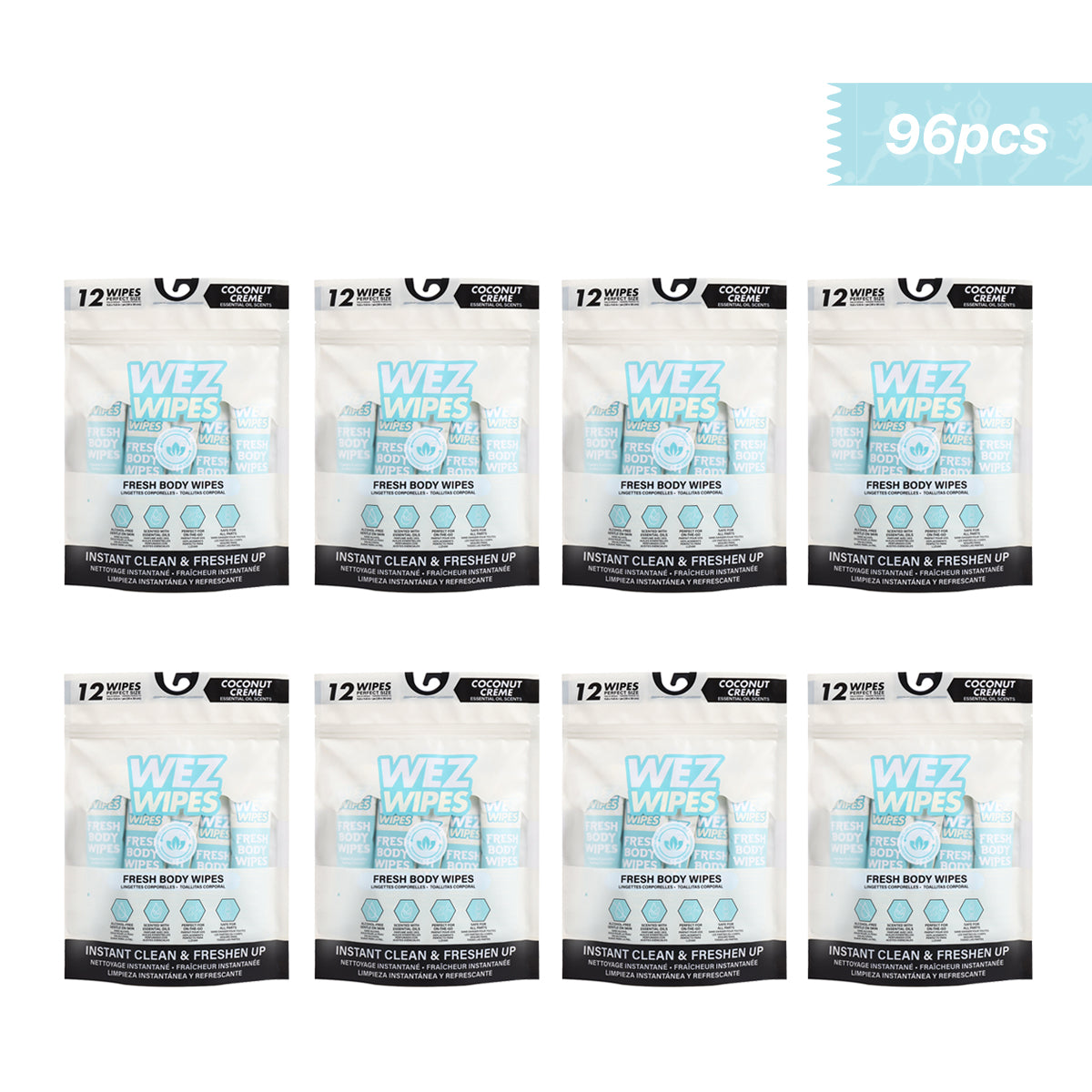 WEZ Coconut Crème Body Wipes -12 Ct