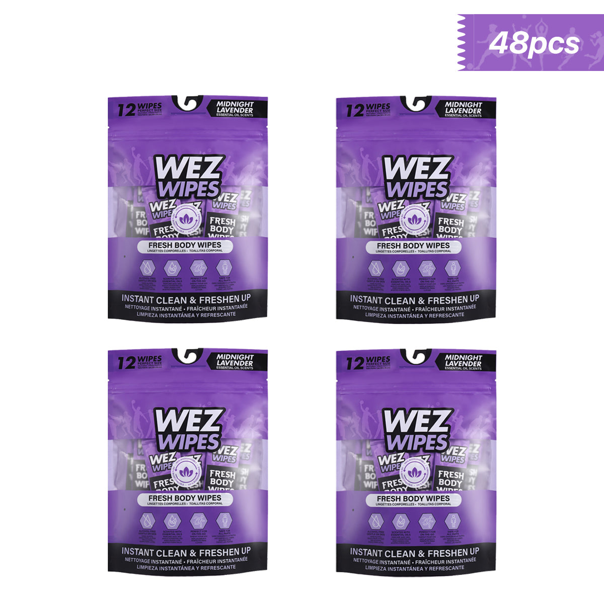 WEZ Midnight Lavender Body Wipes -12 Ct