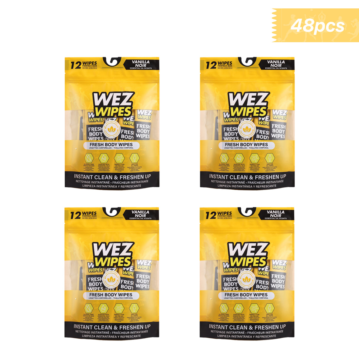 WEZ Vanilla Noir Body Wipes -12 Ct