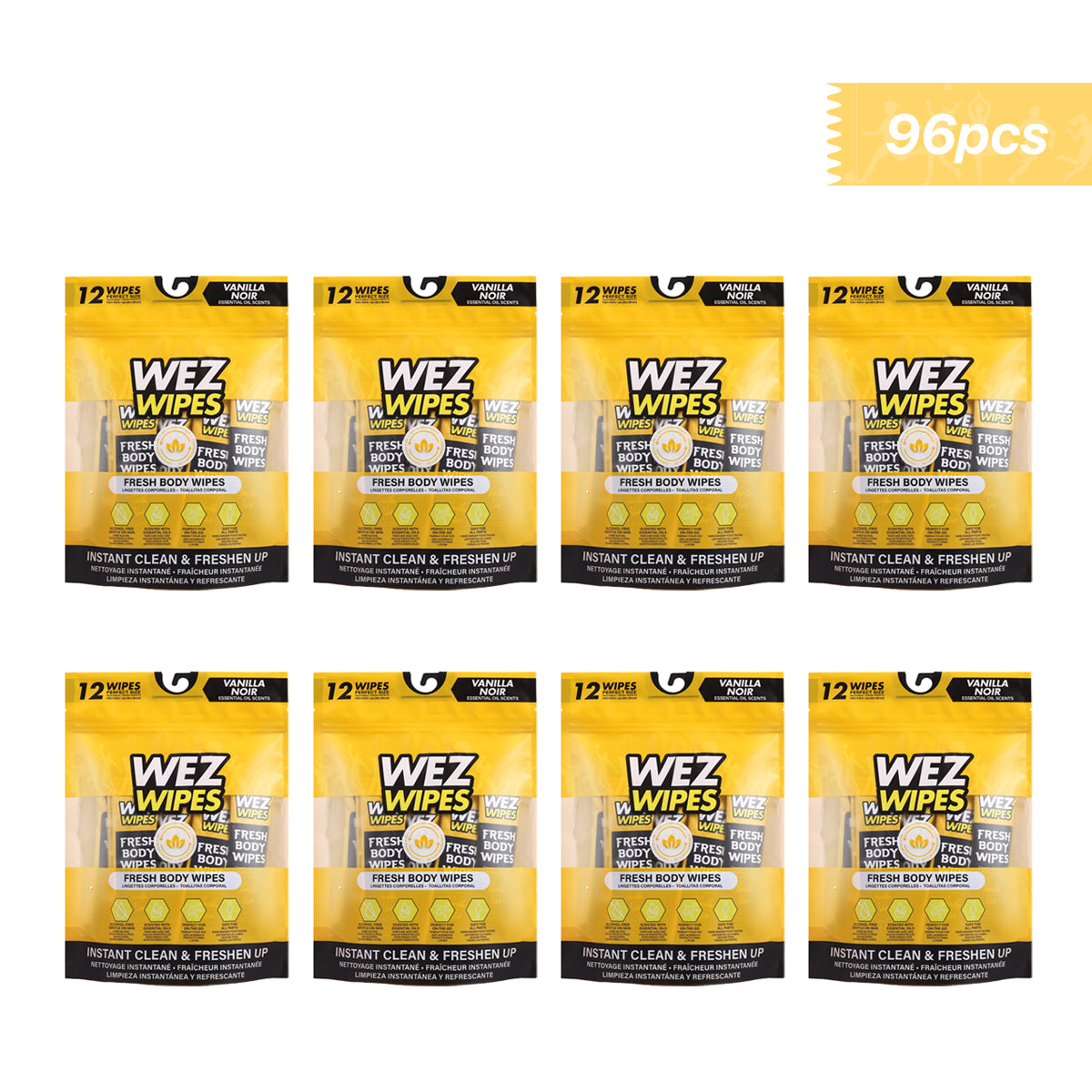 WEZ Vanilla Noir Body Wipes -12 Ct
