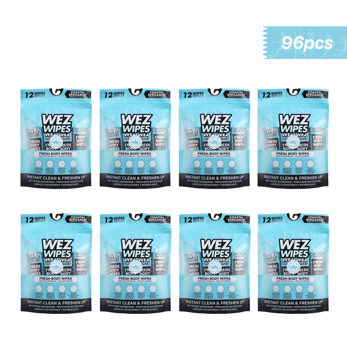 WEZ Coastal Bergamot Body Wipes -12 Ct