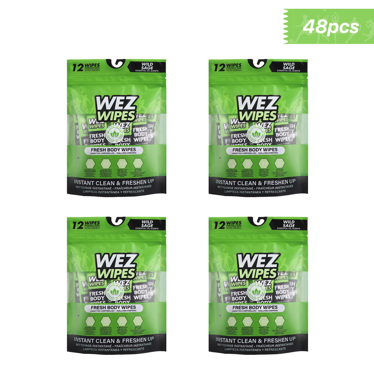WEZ Wild Sage Body Wipes -12 Ct