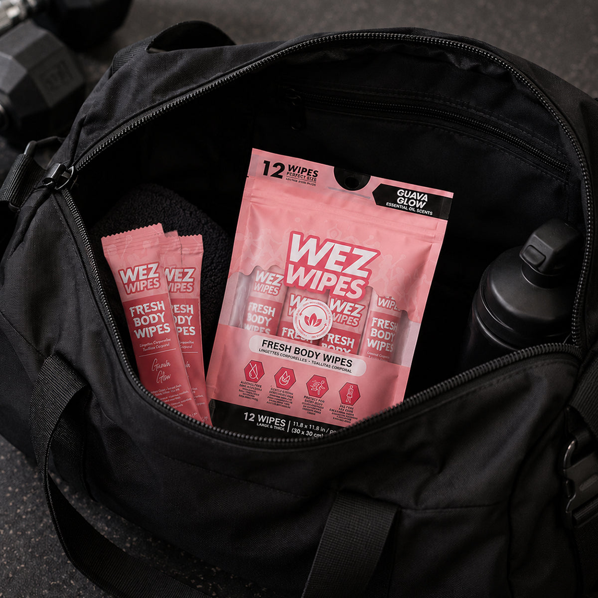 WEZ Guava Glow Body Wipes -12 Ct