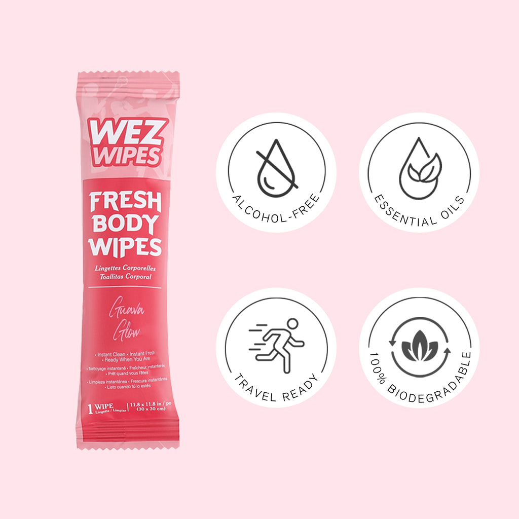 WEZ Guava Glow Body Wipes -12 Ct