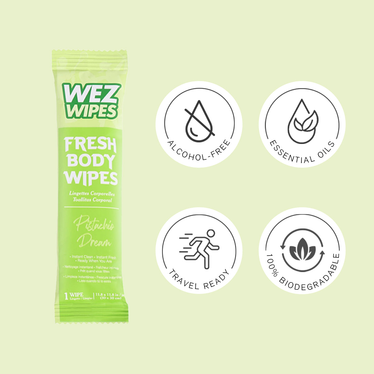 WEZ Pistachio Dream Body Wipes -12 Ct