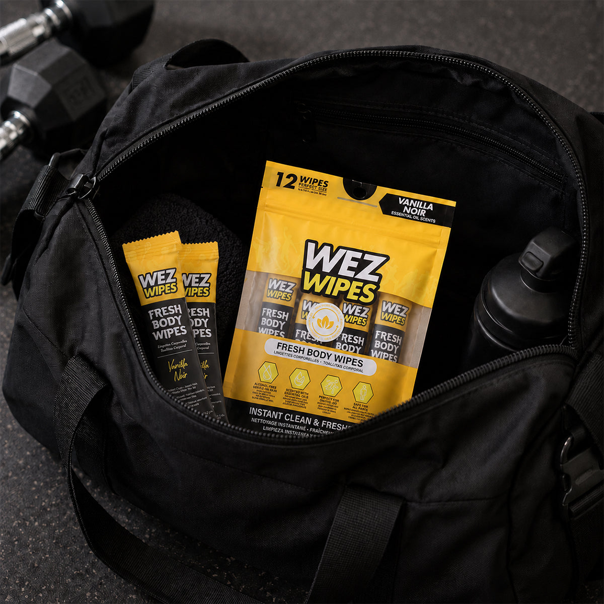 WEZ Vanilla Noir Body Wipes -12 Ct