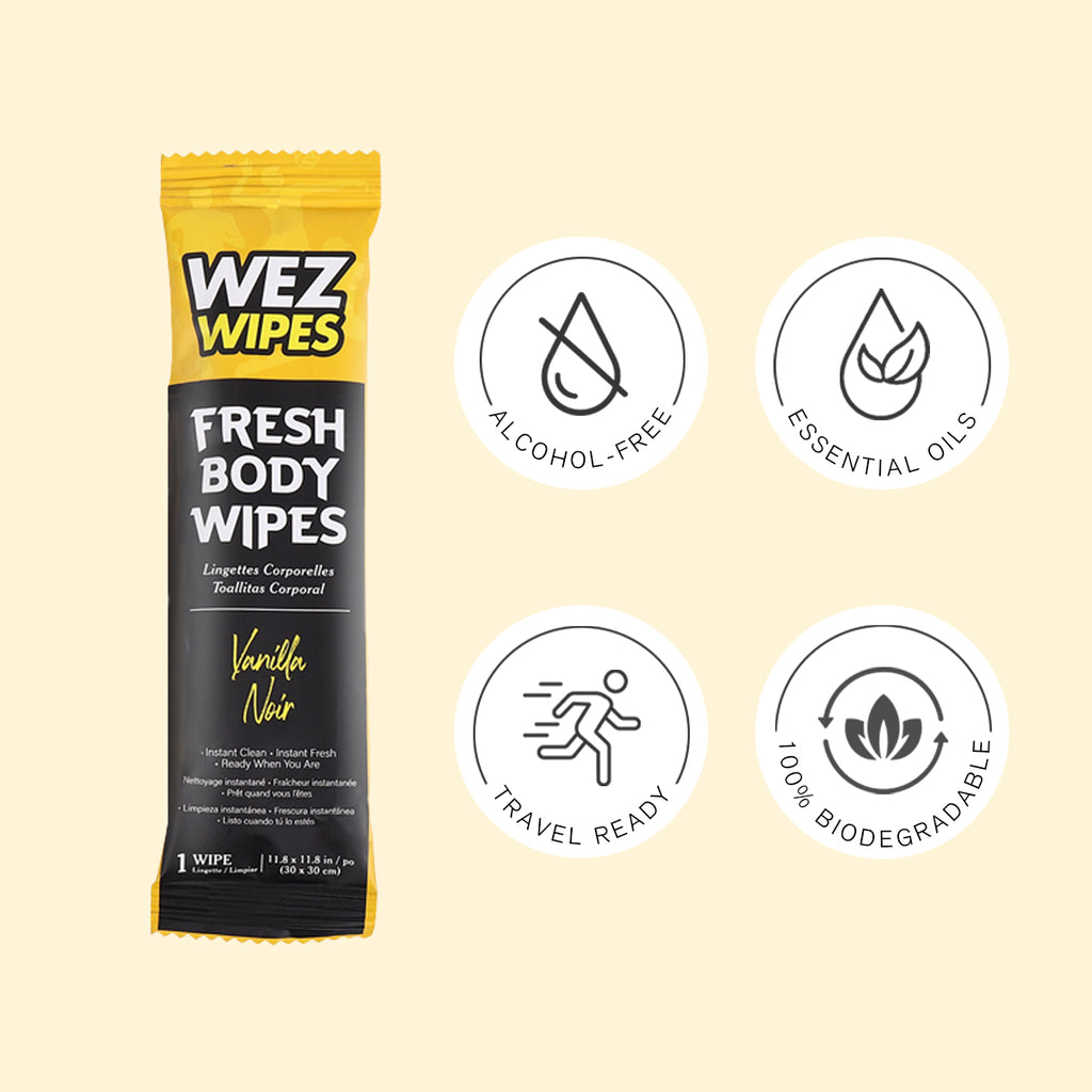 WEZ Vanilla Noir Body Wipes -12 Ct