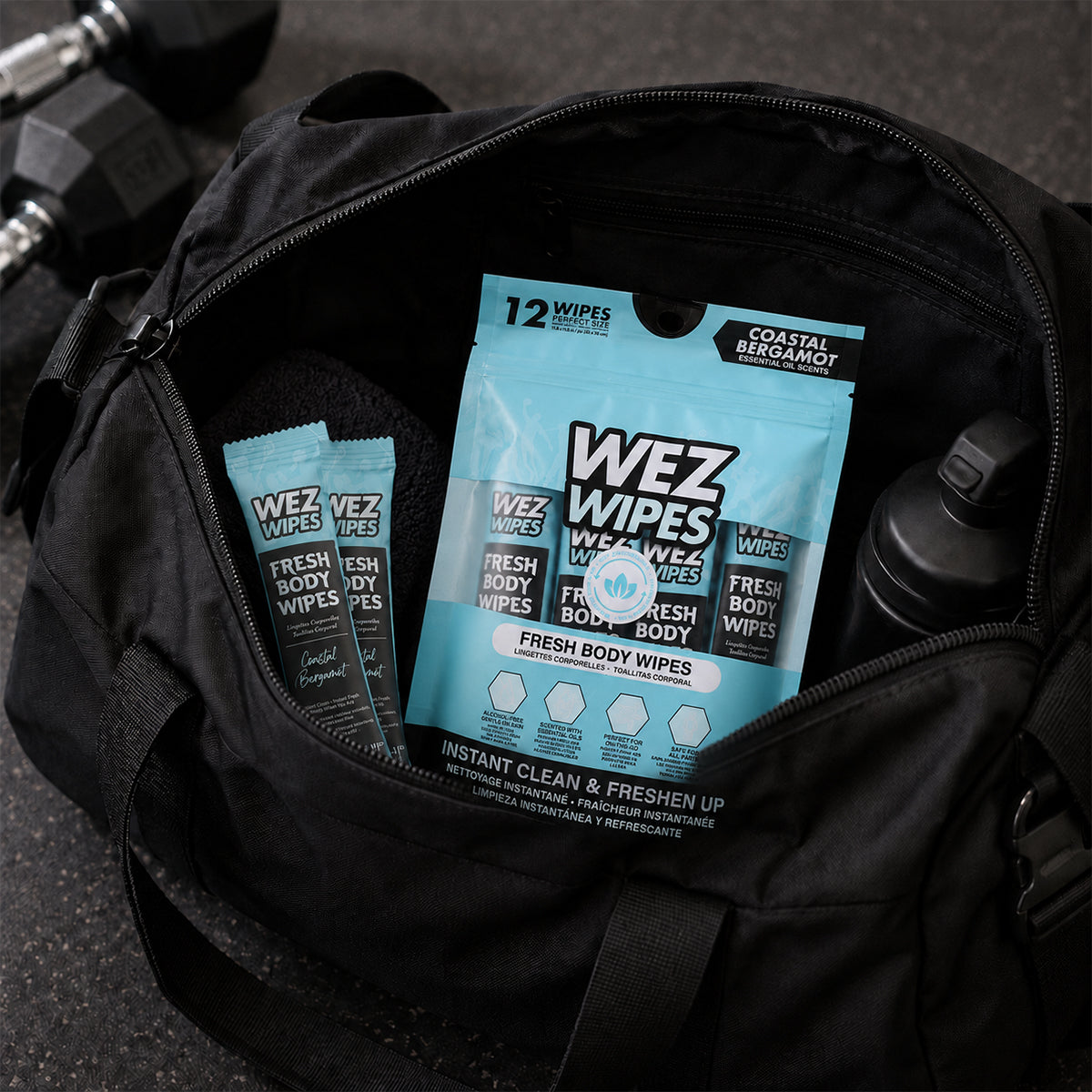 WEZ Coastal Bergamot Body Wipes -12 Ct