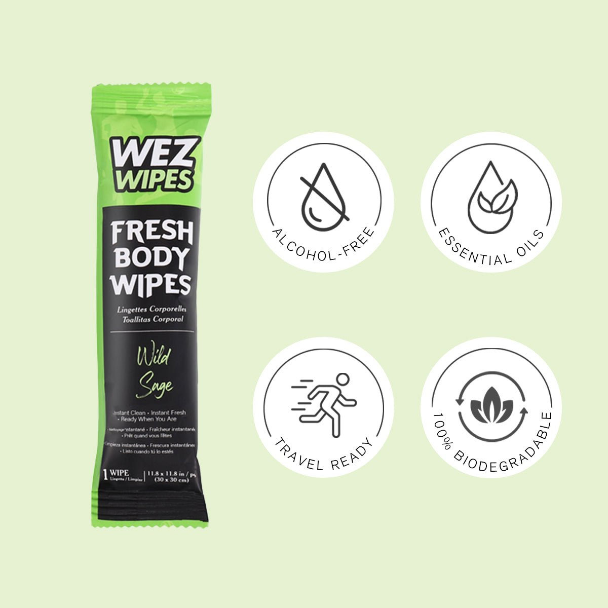 WEZ Wild Sage Body Wipes -12 Ct
