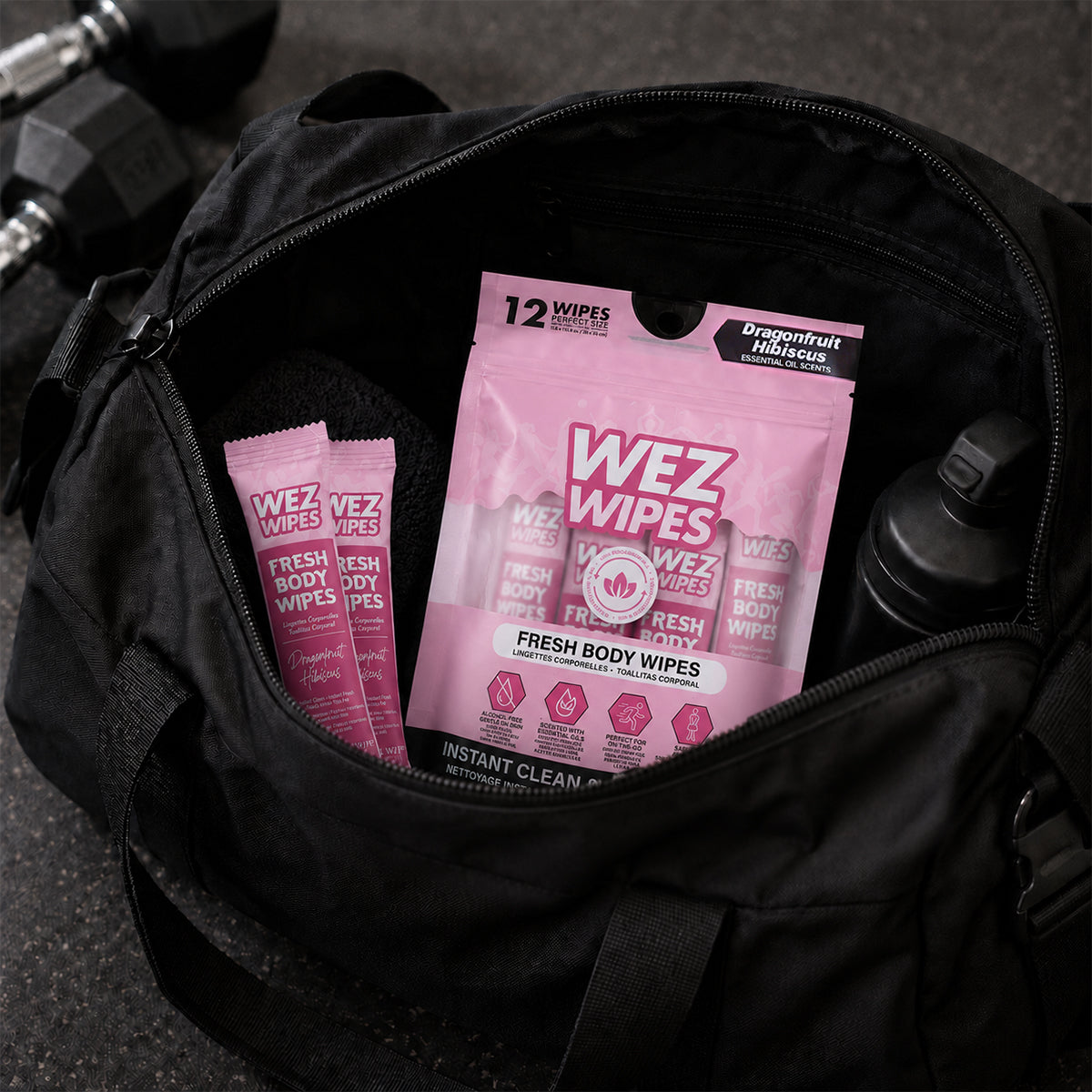 WEZ Dragonfruit Hibiscus Body Wipes -12 Ct