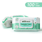 Wish Eco Flushable Wipes, Fragrance Free, 50 Count per Pack